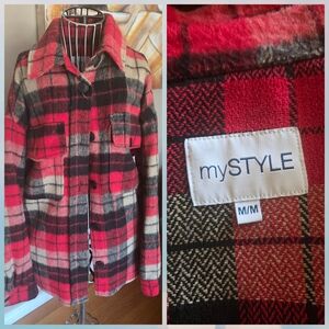 mySTYLE Red and Black Plaid Coat